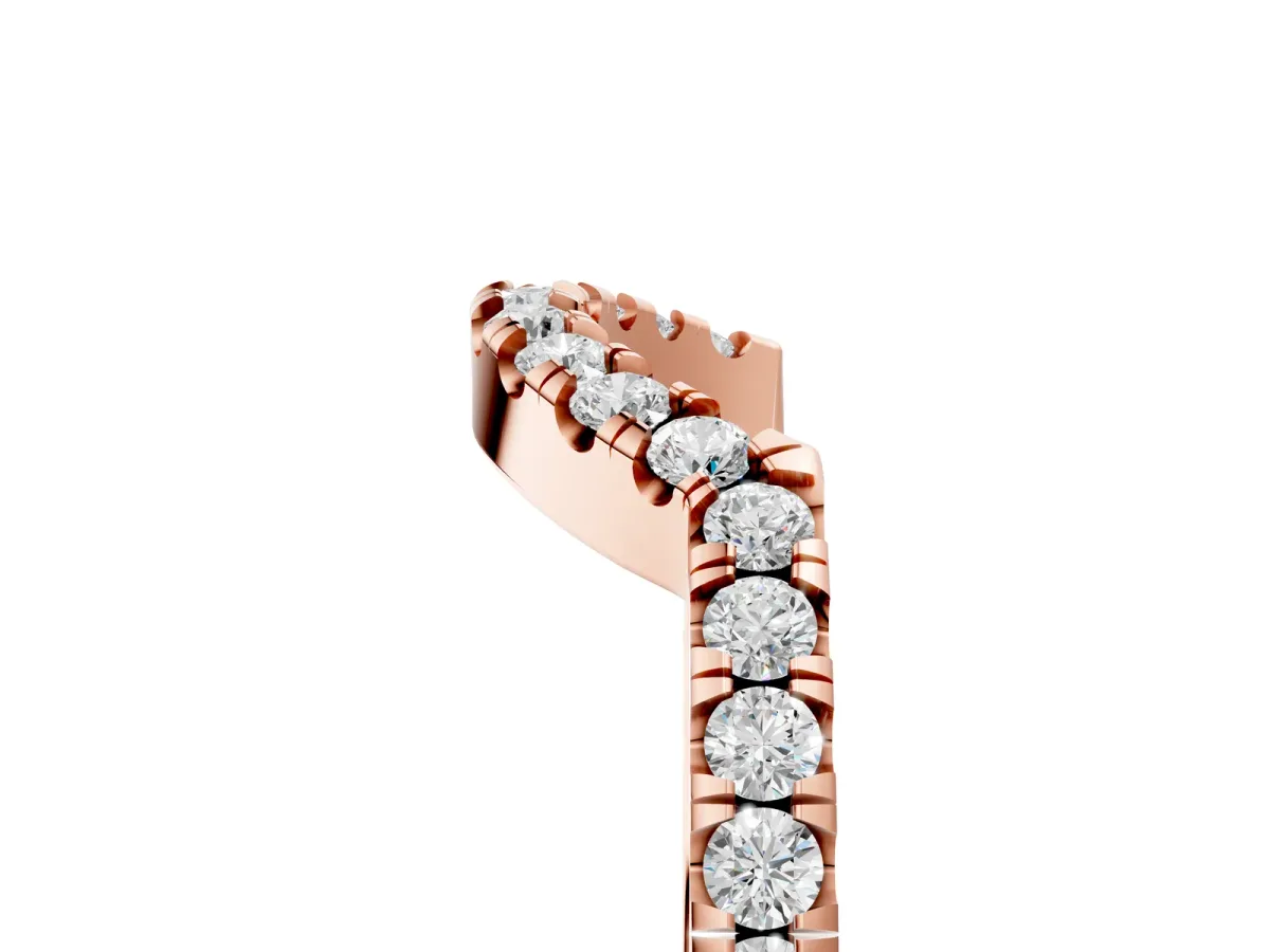 Round Diamond Wavy Eternity Band with Prong Setting Rose gold