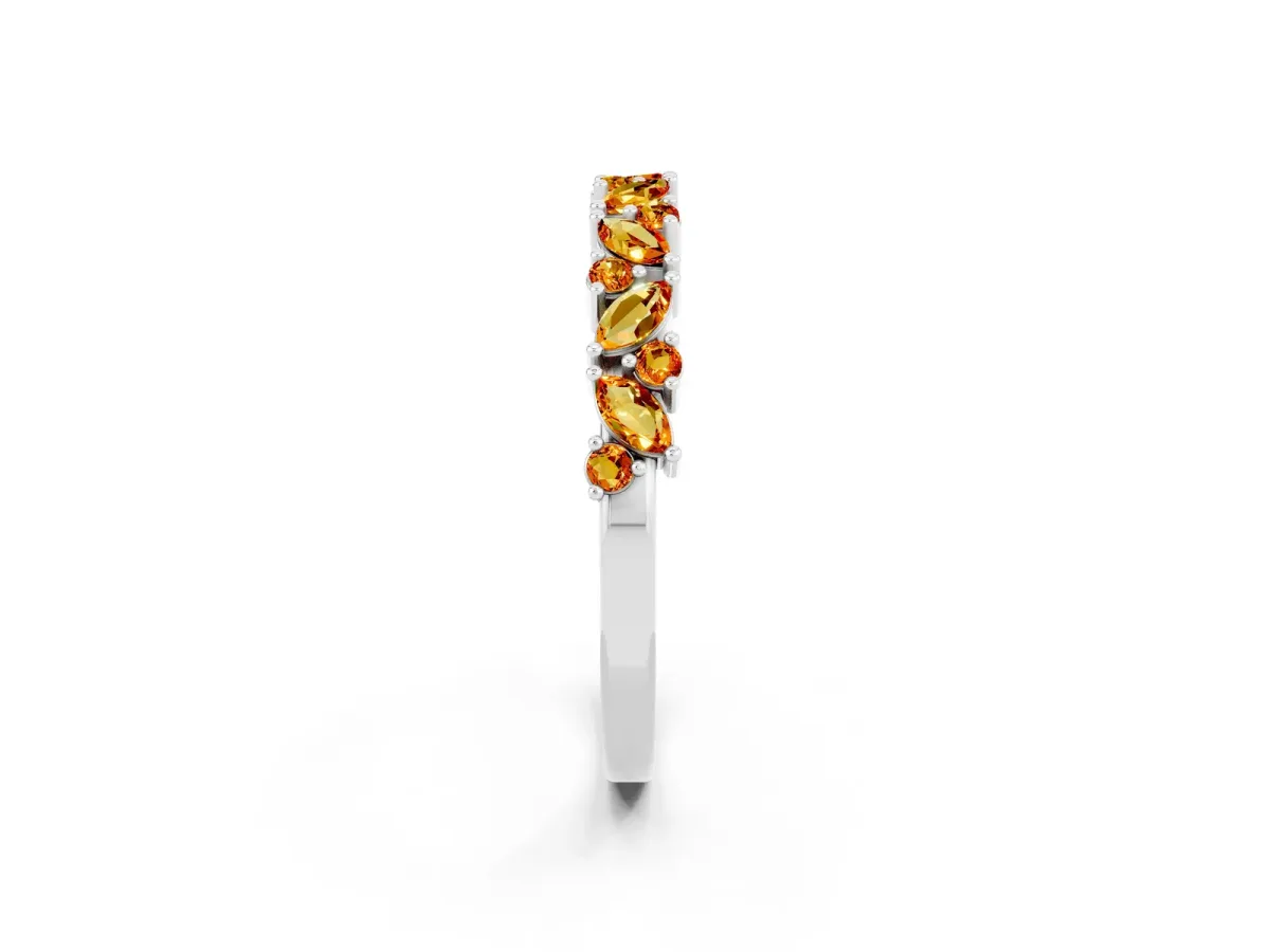 Marquise and Round Citrine Vine Eternity Band with Prong Setting Silver