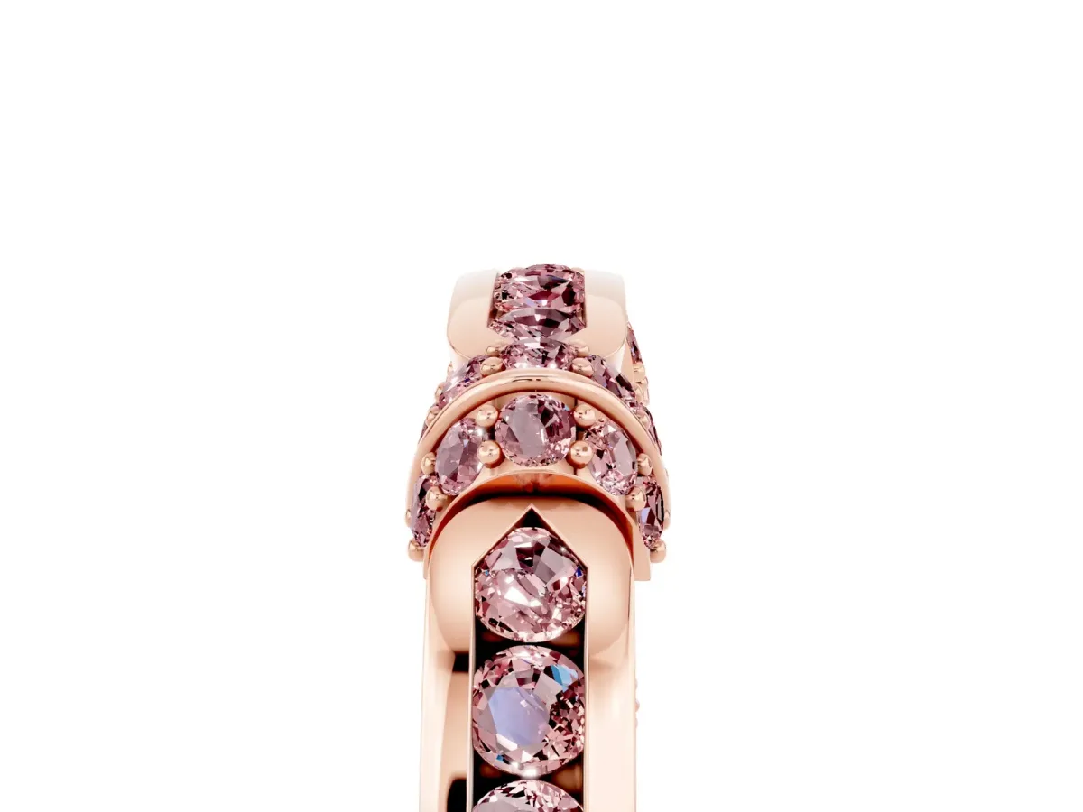 Pavé Round Morganite Link Band with Bezel Setting Rose gold