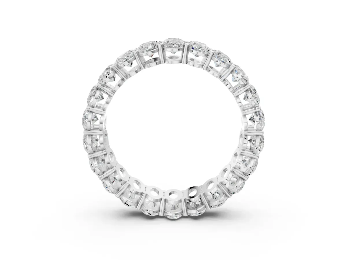 Oval Cut Diamond Eternity Band with Shared Prong Setting Platinum
