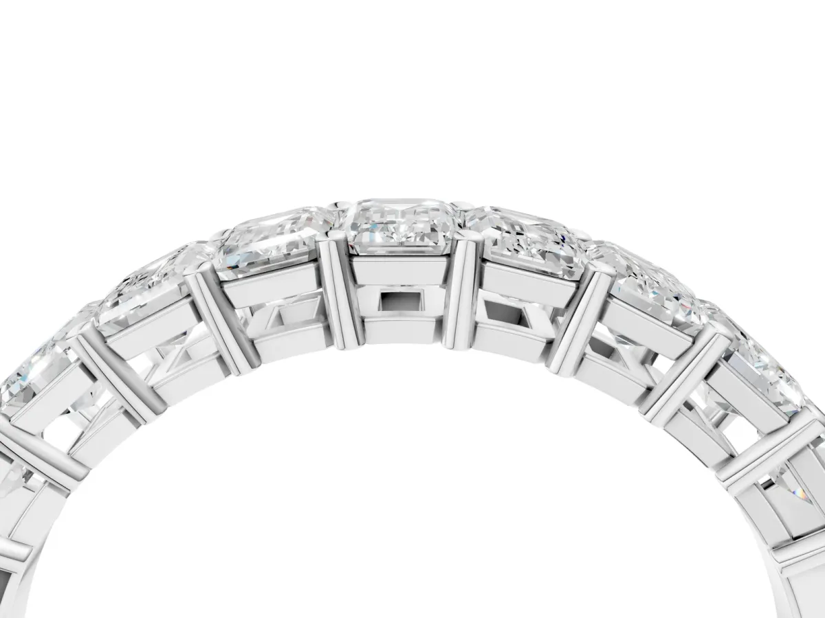 Emerald Cut Diamond Prong-Set Eternity Band White gold