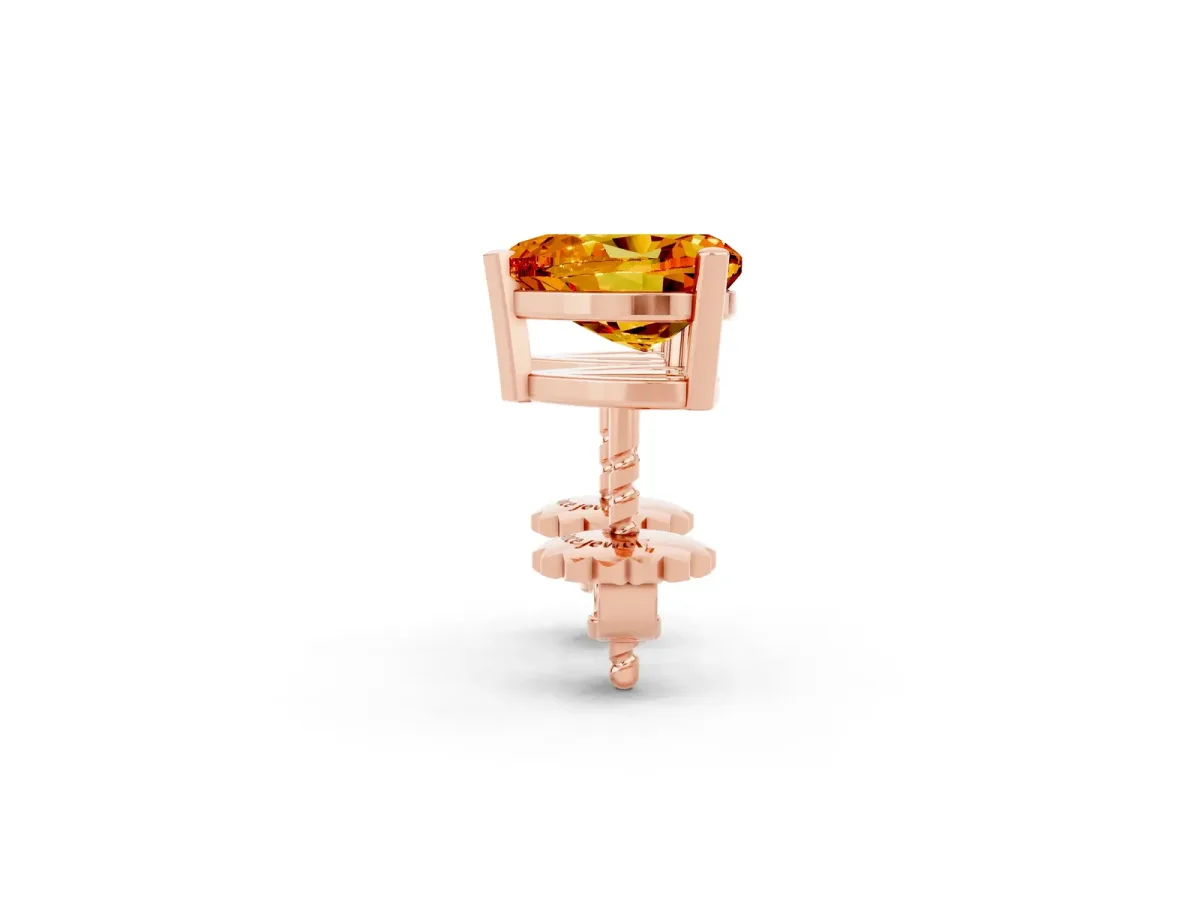 Heart Cut Citrine Stud Earrings Rose gold