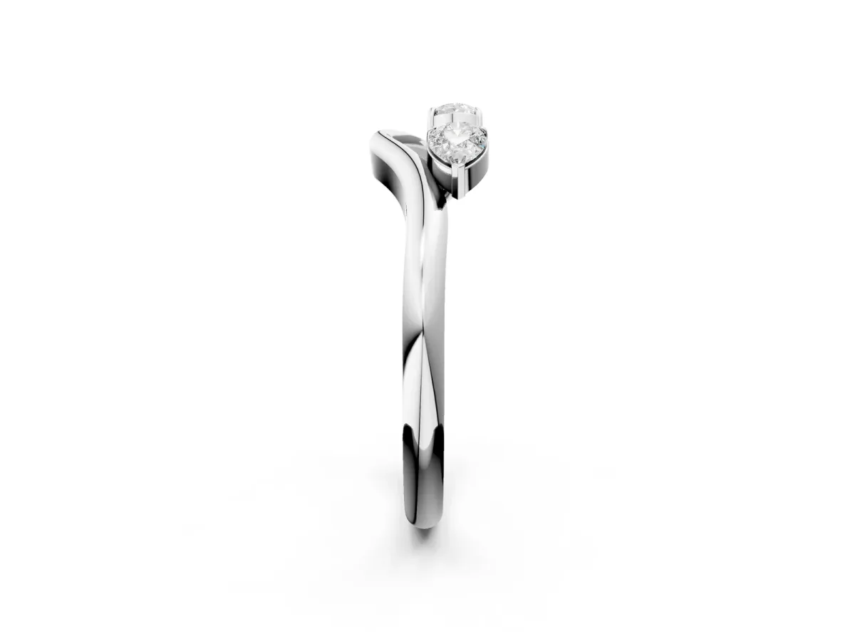 Pear Cut Diamond Two-Stone Open Band Ring with Prong Setting Silver