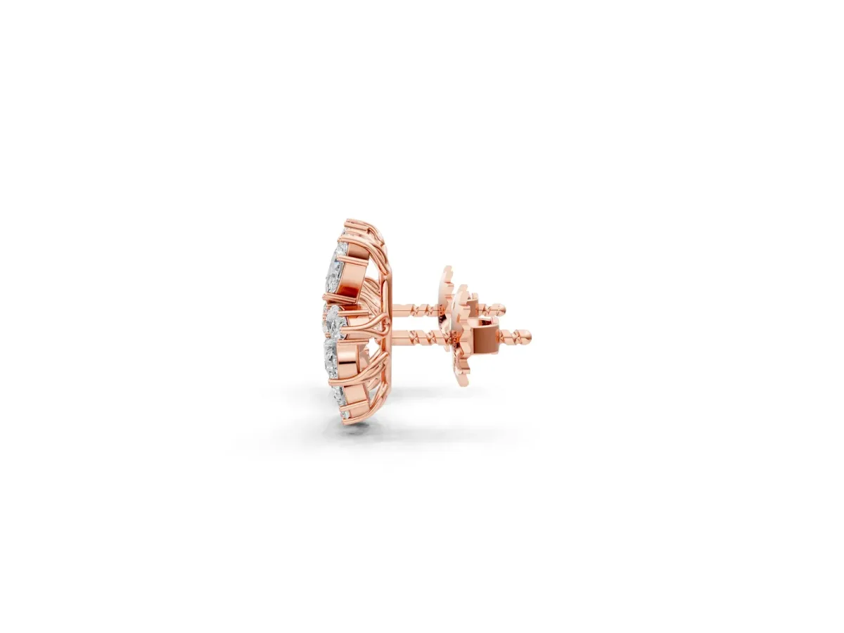 Pear and Marquise Diamond Cluster Stud Earrings Rose gold
