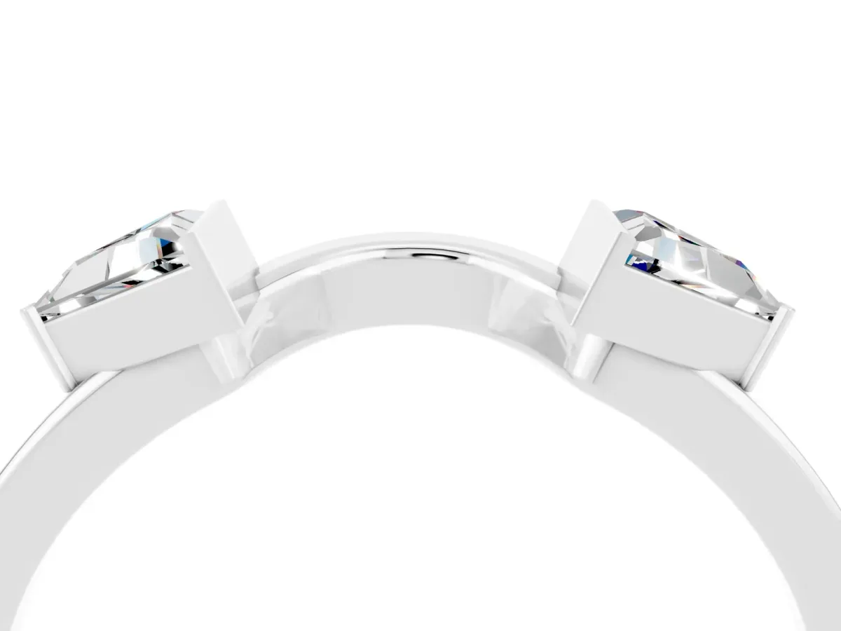 Trillion Moissanite Open Band Ring with Bezel Setting Platinum