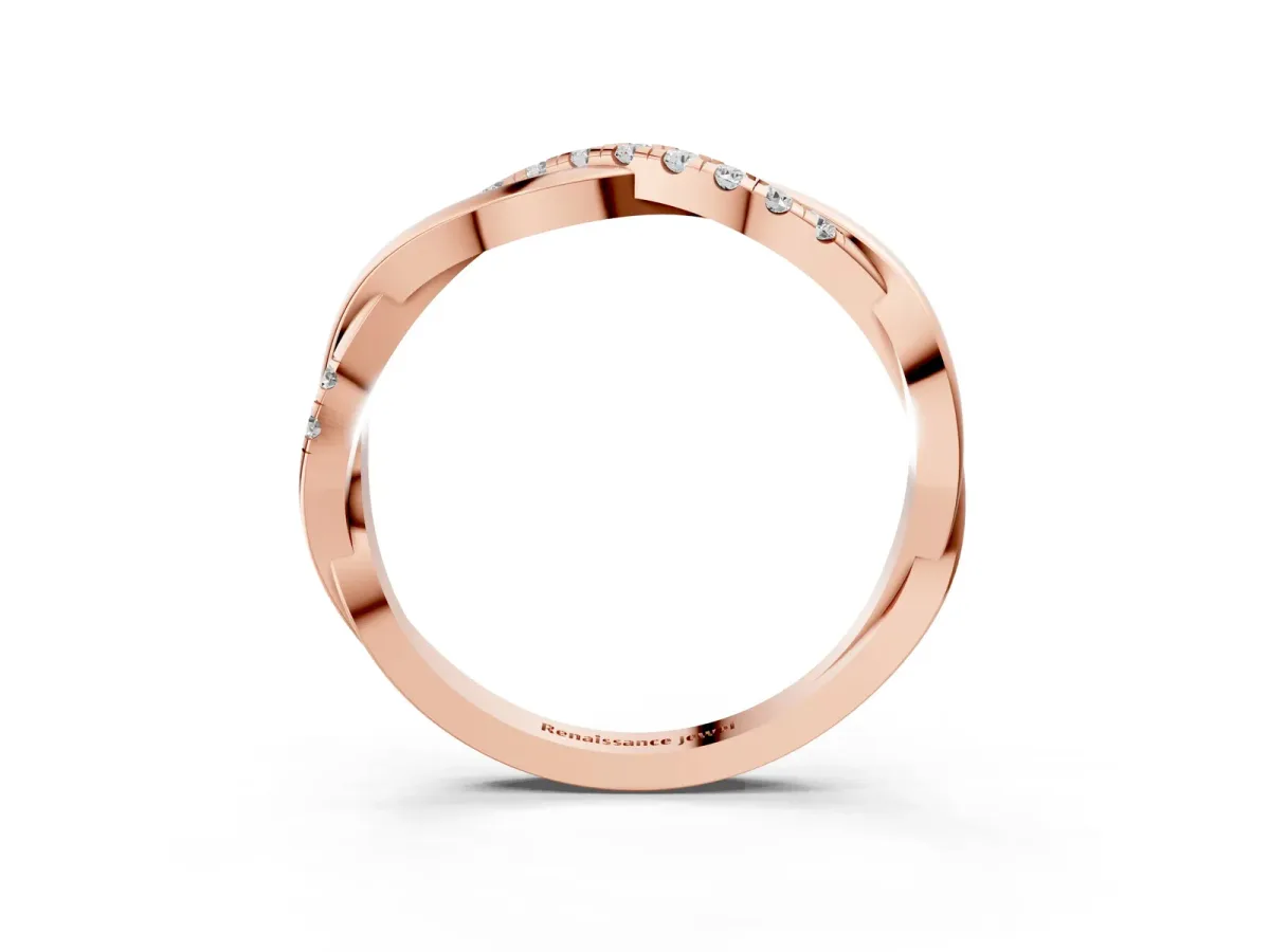 Twisted Pavé Round Diamond Infinity Band Rose gold