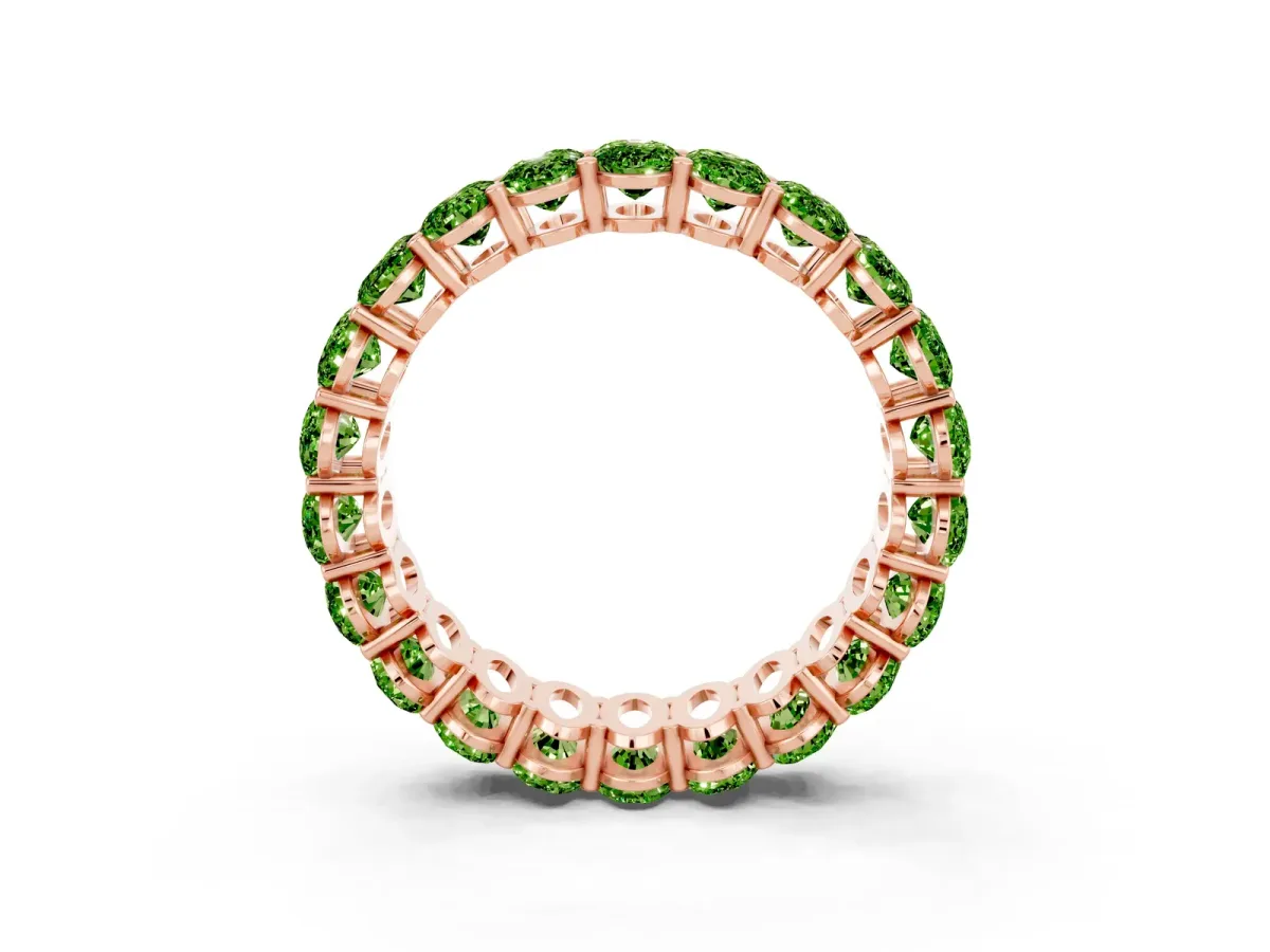Oval Cut Peridot Eternity Band with Shared Prong Setting Rose gold