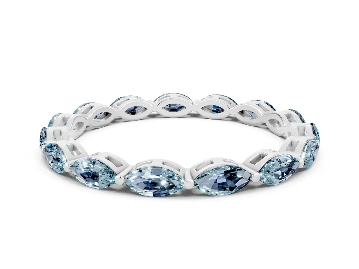 Marquise Aquamarine Eternity Band with U-Prong Setting Silver