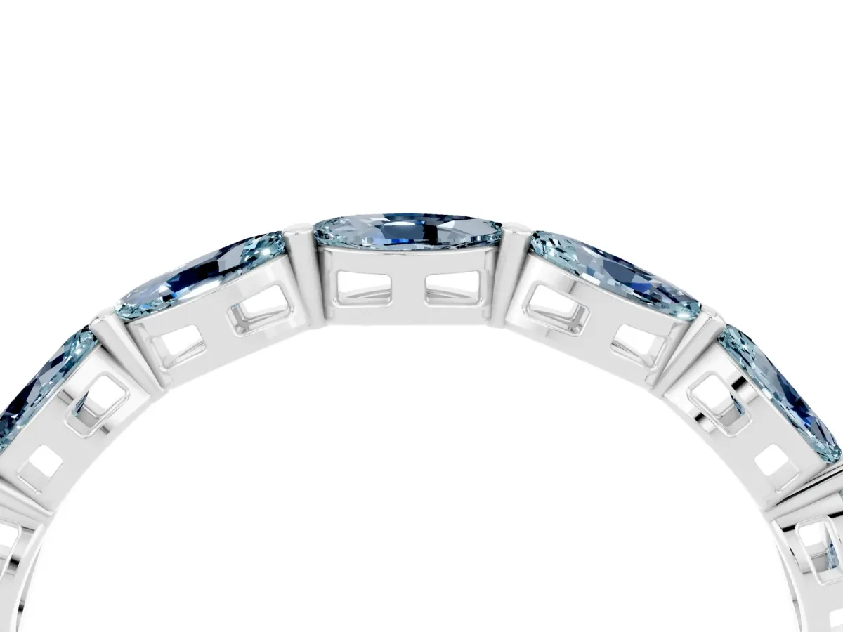 Marquise Aquamarine Eternity Band with U-Prong Setting Silver