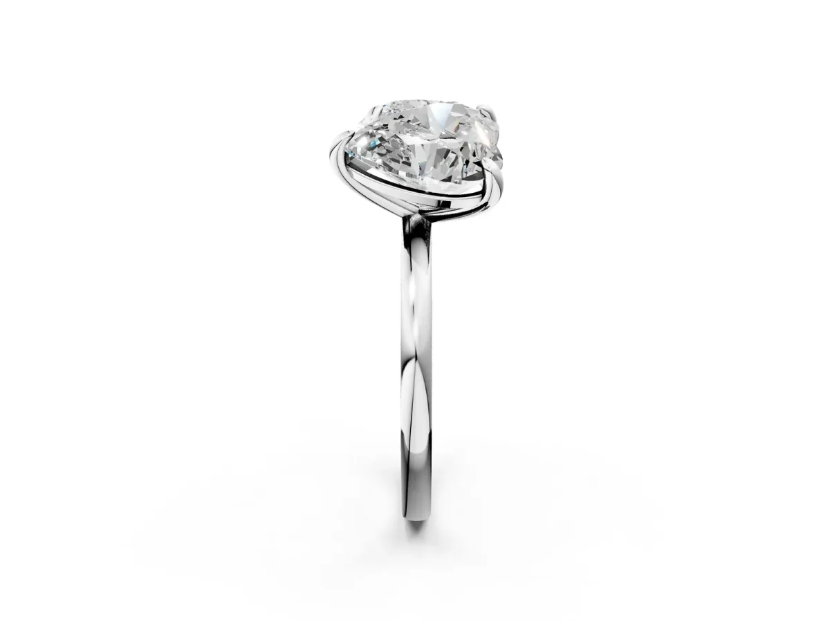 Round and Heart Toi Moi Ring with Prong Setting and Plain Band Silver