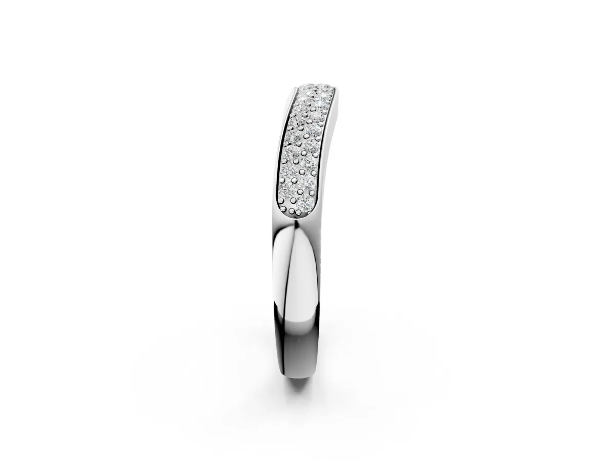 Pavé Round Diamond Contour Band Platinum