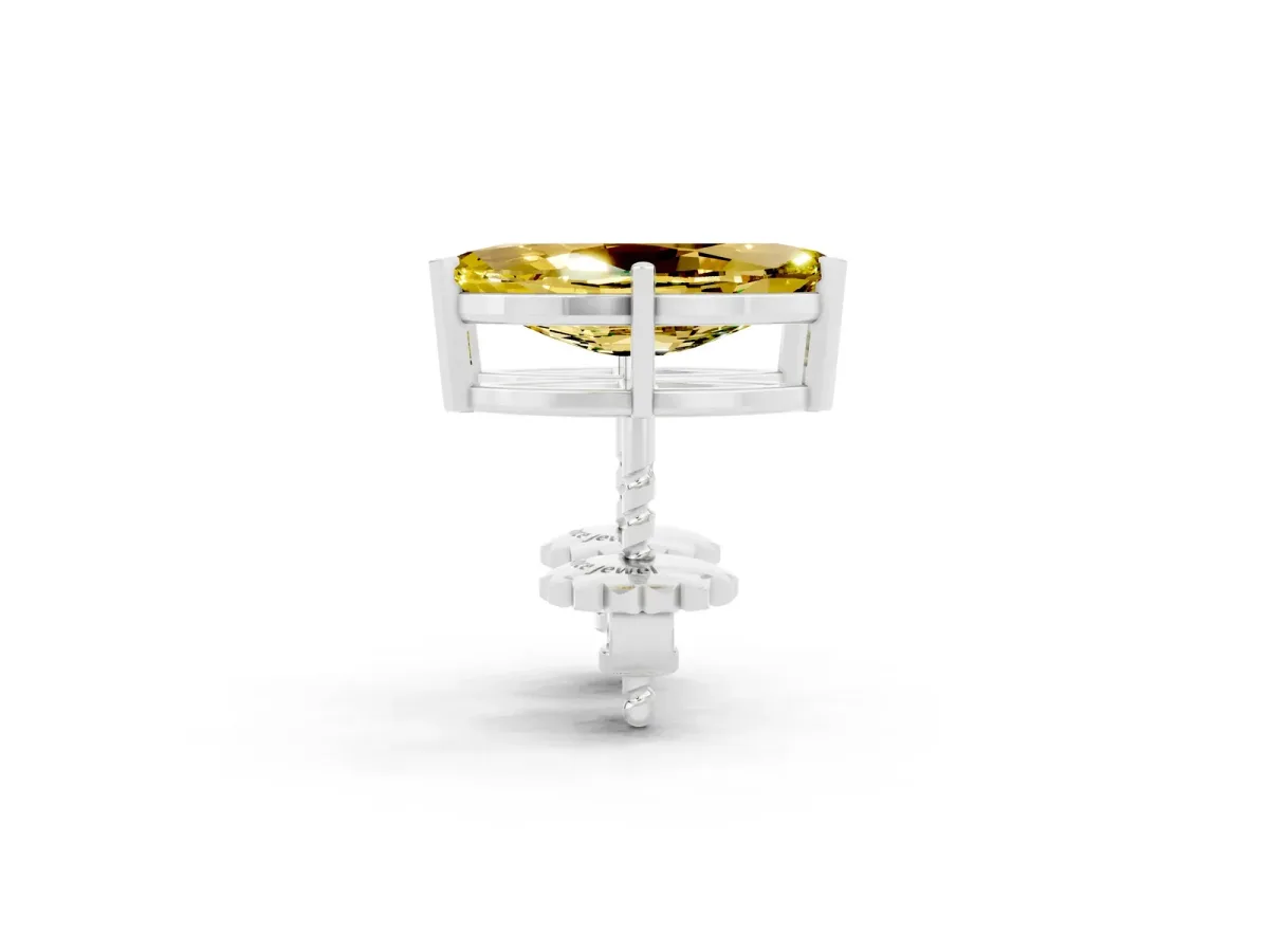 Marquise Cut Yellow Sapphire Stud Earrings Silver