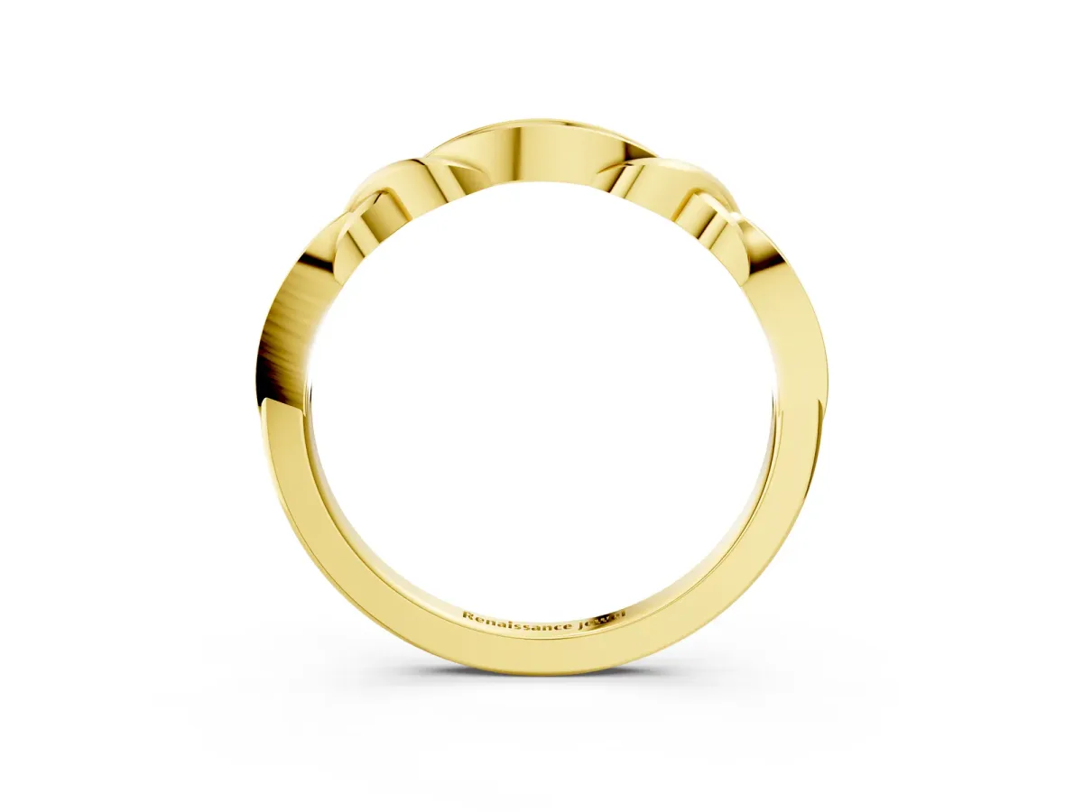 Twisted Marquise Diamond Pavé Band with Shared Prong Setting Yellow gold