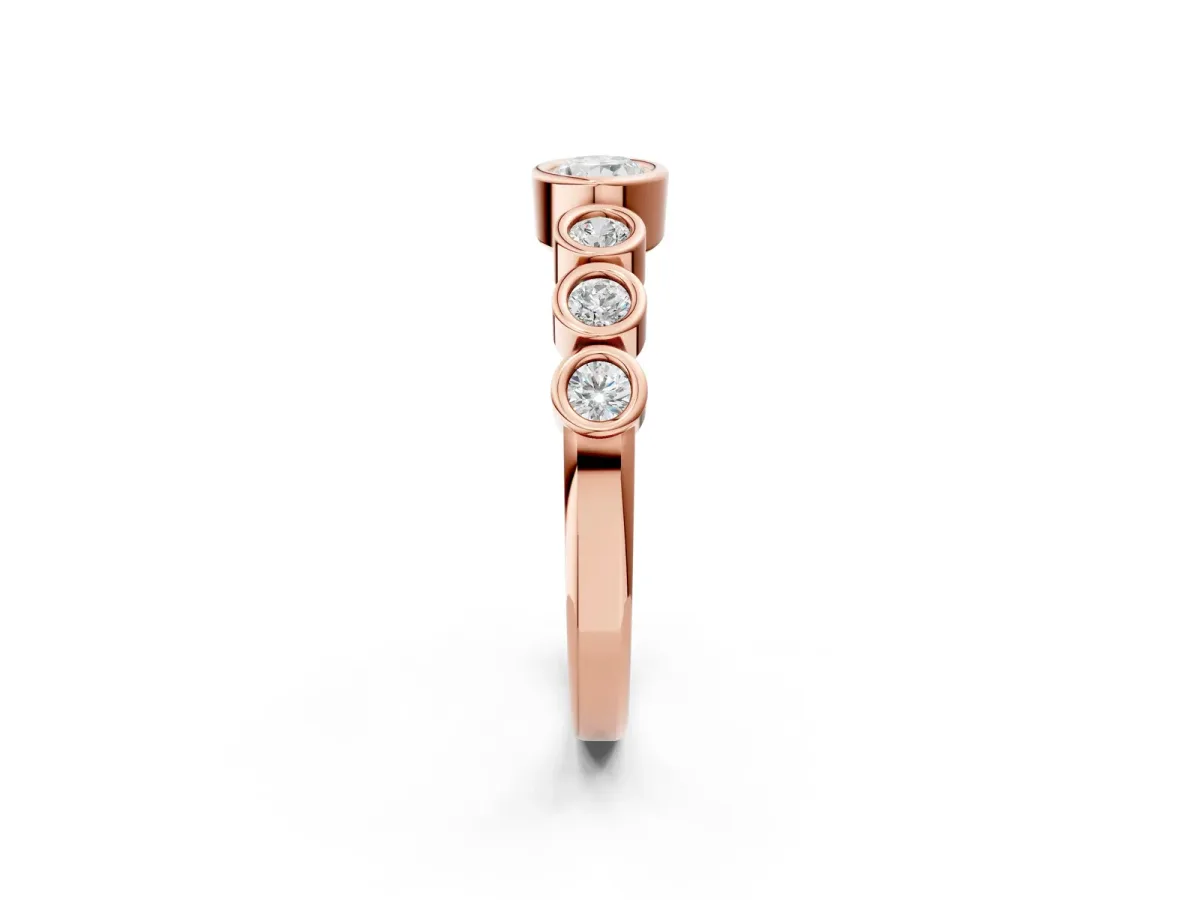 Bezel Set Oval Diamond Half Eternity Band Rose gold