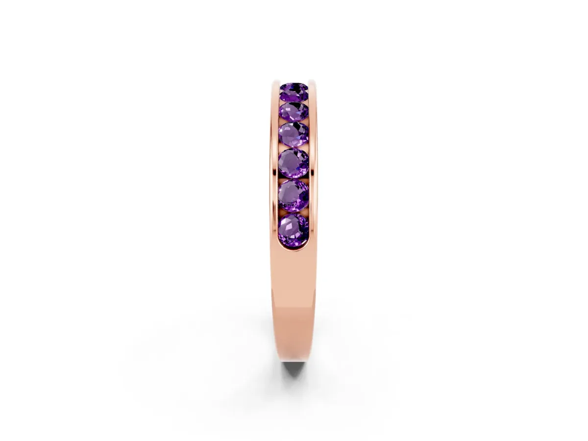 Channel Set Round Amethyst Eternity Band Rose gold