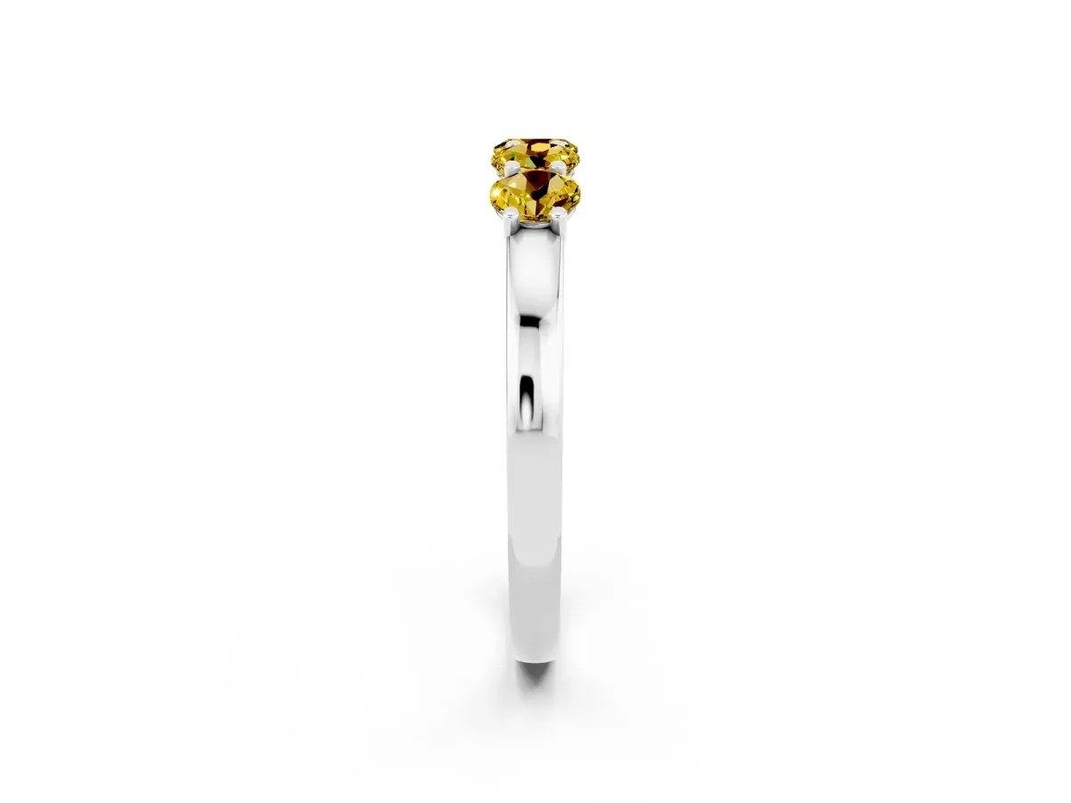 Four-Stone Round Yellow Sapphire Prong-Set Band Silver