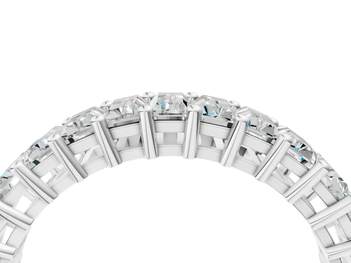 Baguette Cut Half Eternity Band with Shared Prong Setting Silver