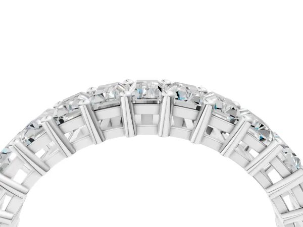 Baguette Cut Half Eternity Band with Shared Prong Setting Platinum