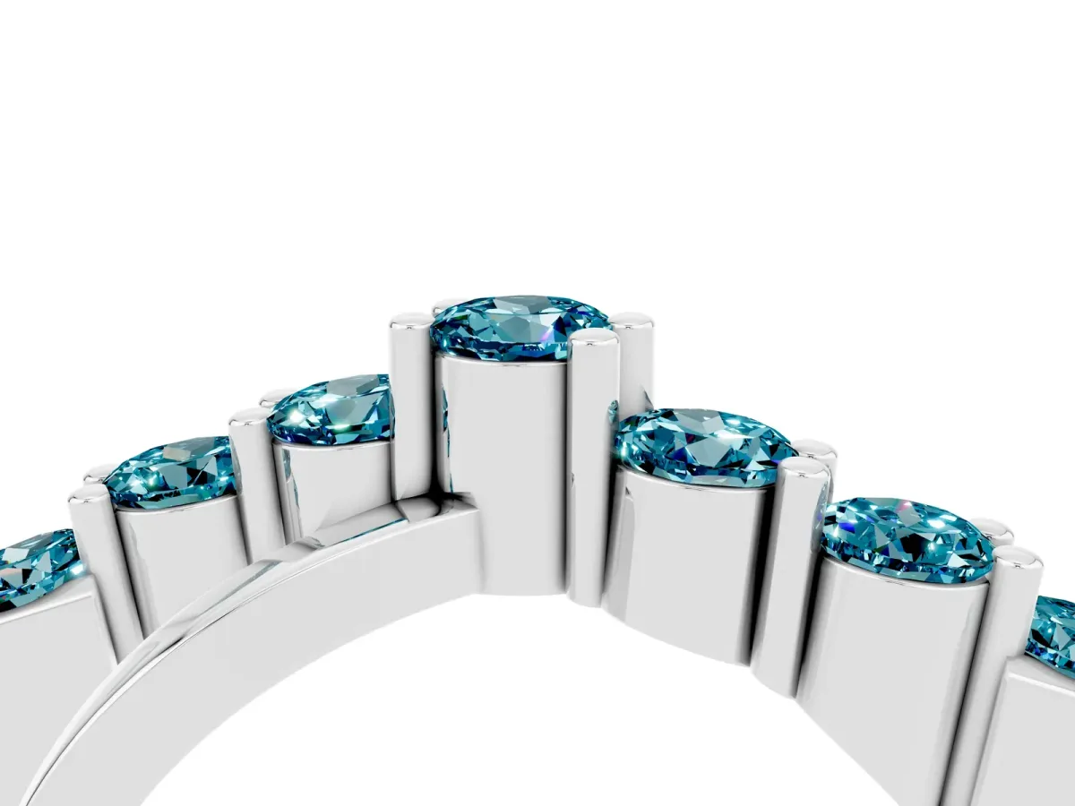 Round Blue Topaz Prong-Set Crossover Band Silver