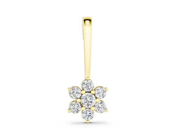 Round Diamond Cluster Pendant with Six-Prong Setting Yellow gold