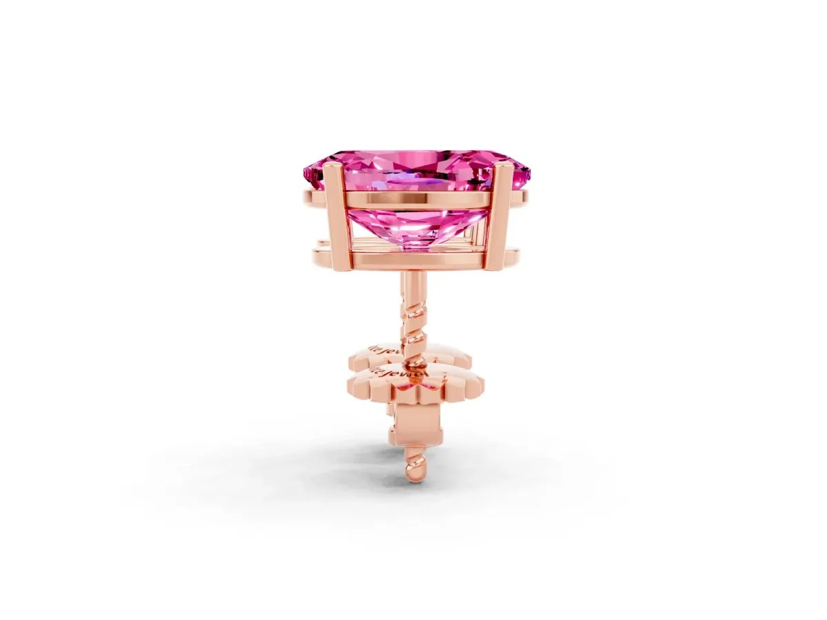 Oval Cut Pink Sapphire Stud Earrings Rose gold