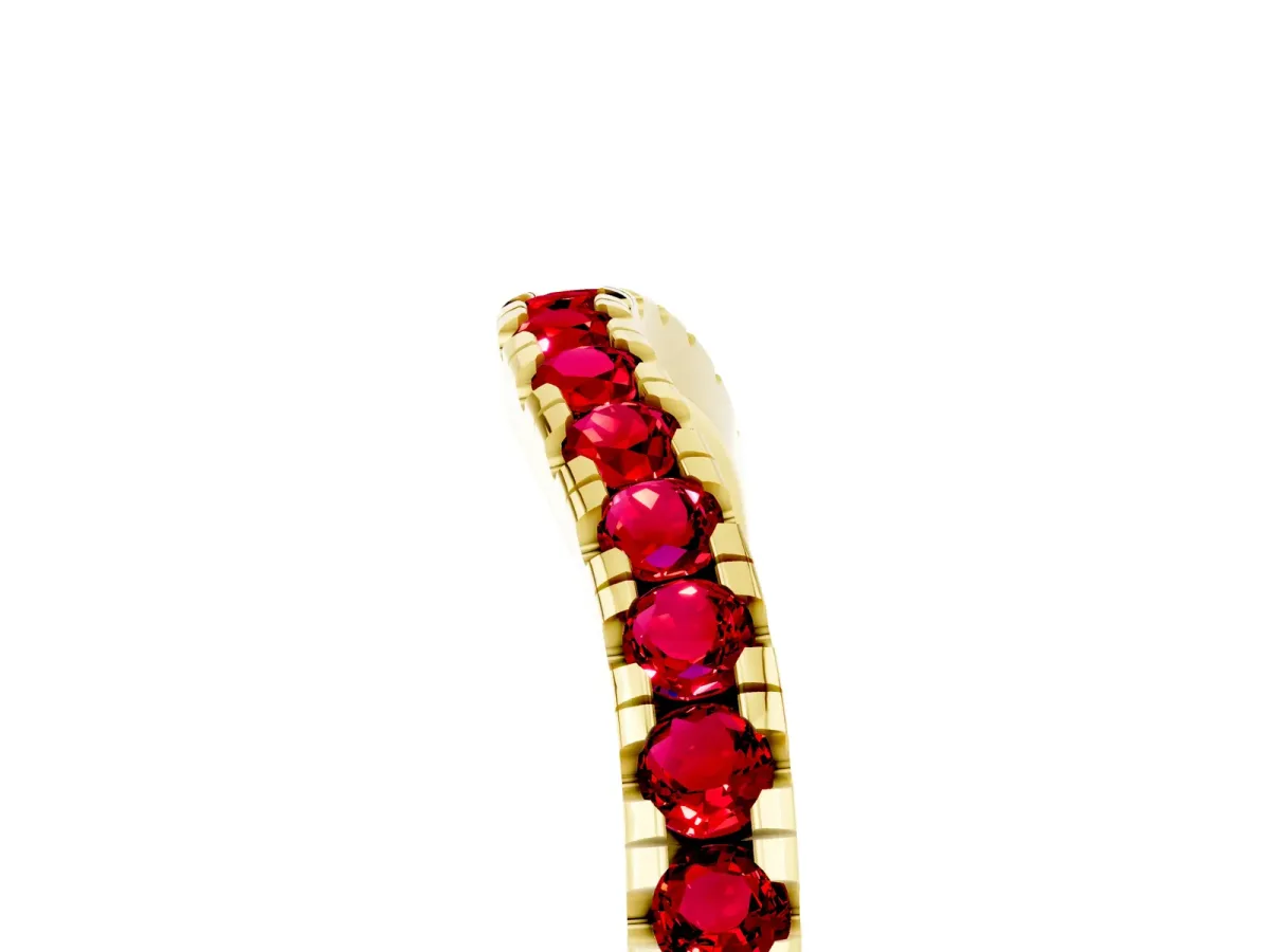 Ruby Pavé Curved Wedding Band Yellow gold