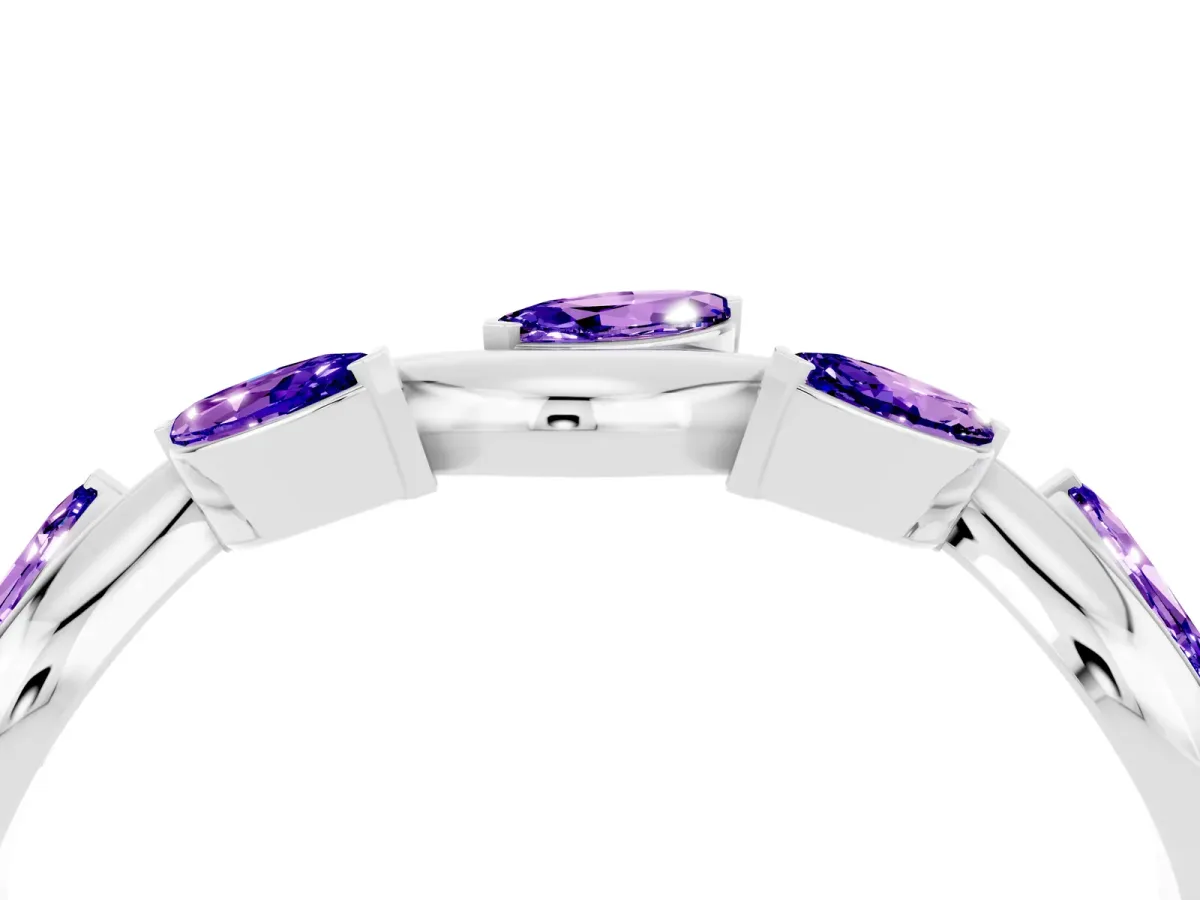 Marquise Tanzanite Twisted Band with Prong Setting Silver