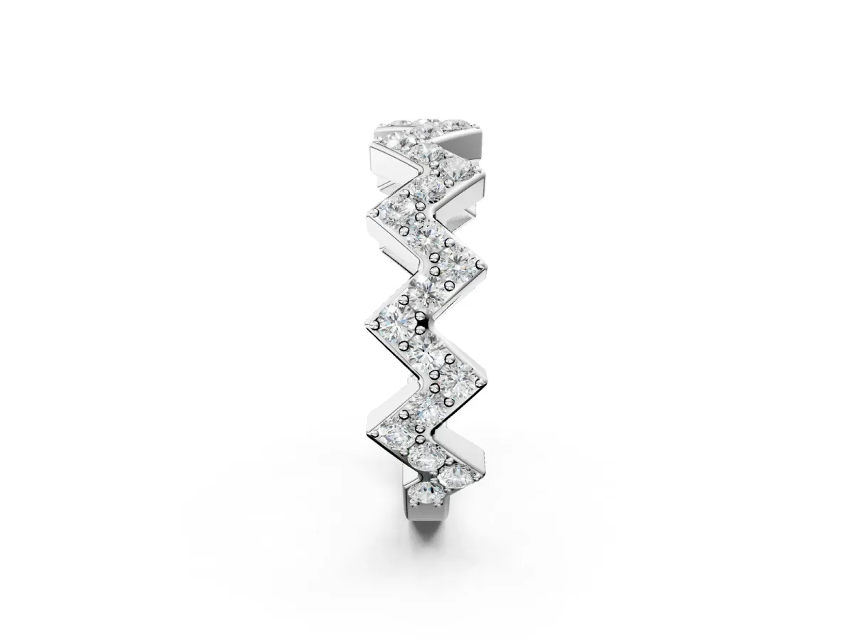 Zigzag Diamond Pave Round Eternity Band with Prong Setting White gold
