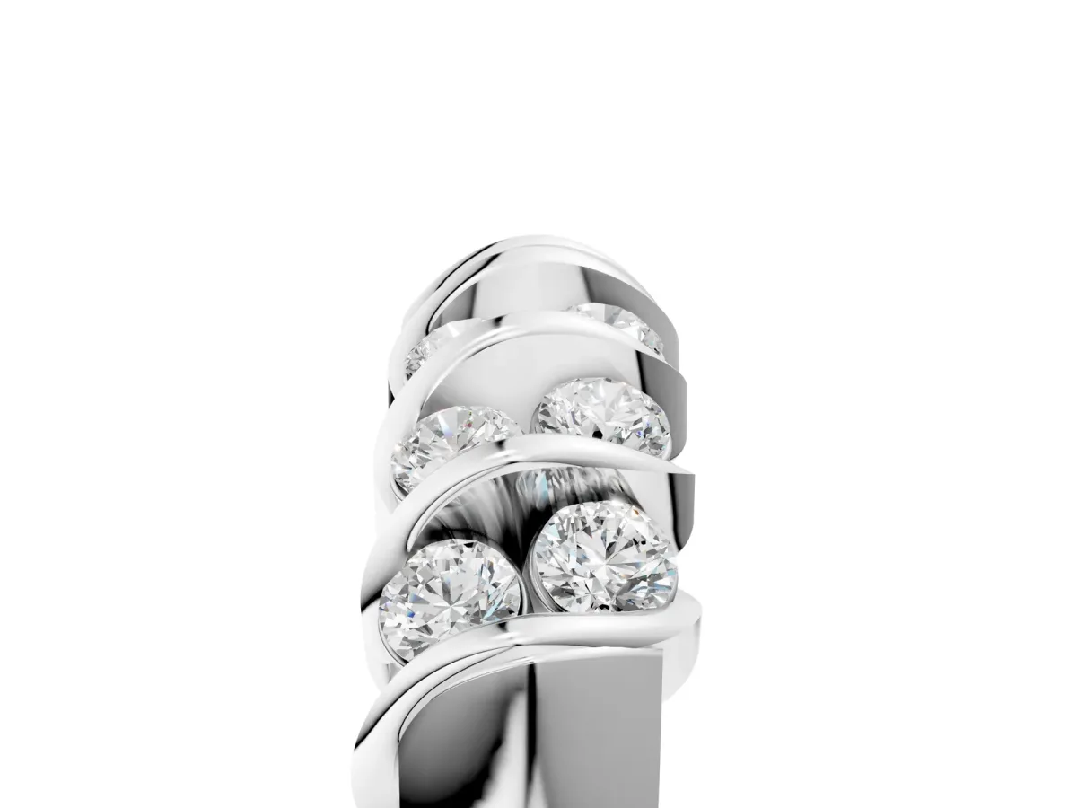 Channel Set Round Diamond Multi-Row Band White gold
