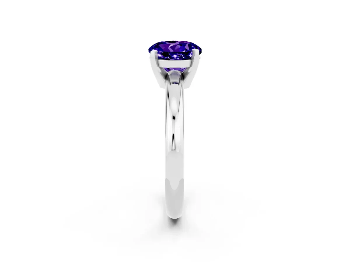 Round Tanzanite Leaf Eternity Band with Bezel Setting Platinum