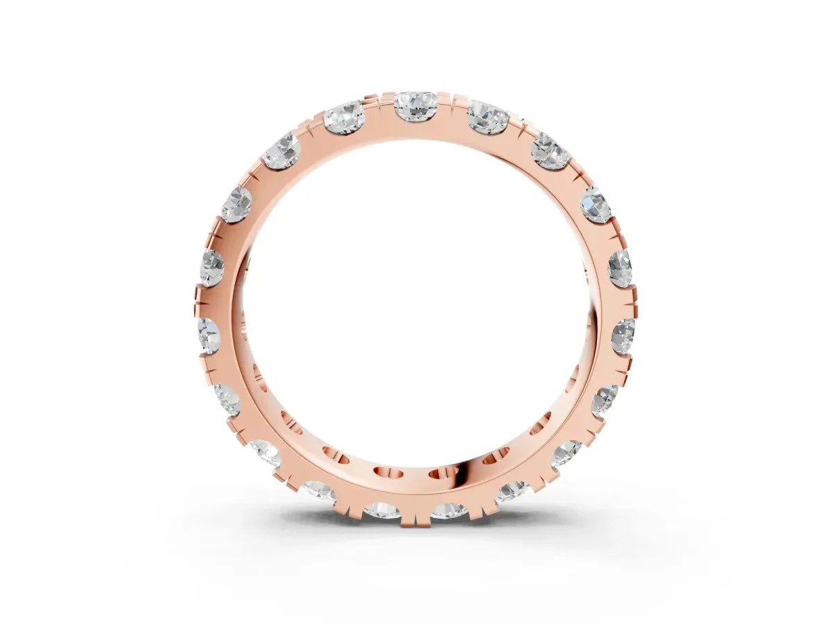 Round Diamond Full Eternity Band with U-Prong Setting Rose gold