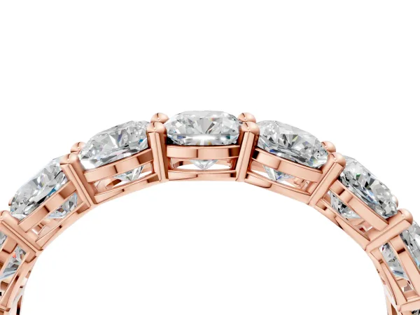 Cushion Cut Half Eternity Band with Shared Prong Setting Rose gold
