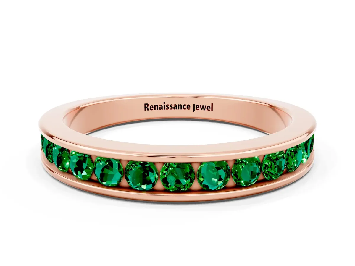 Channel Set Round Emerald Eternity Band Rose gold