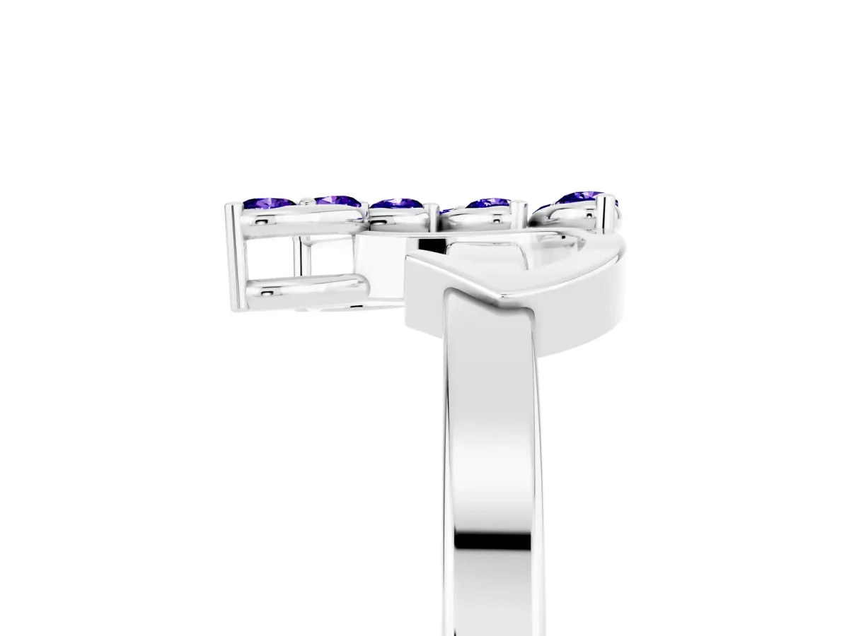 Marquise Tanzanite Cluster Bypass Ring with Prong Setting Platinum