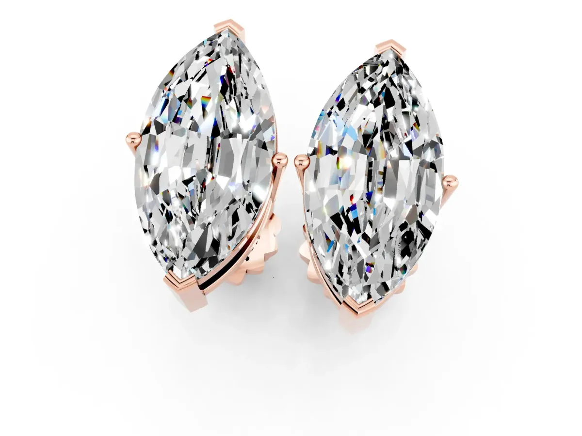 Marquise Cut Moissanite Stud Earrings Rose gold