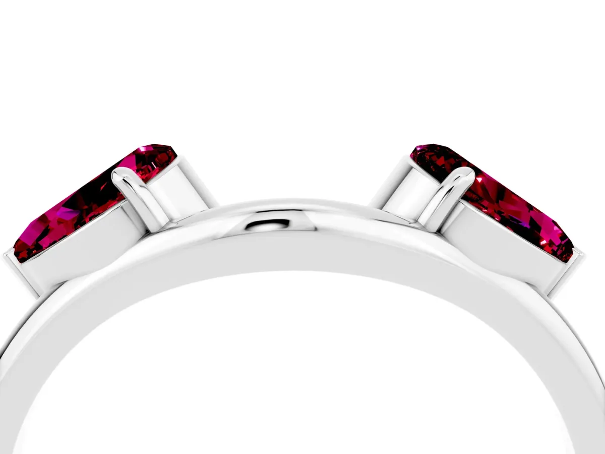 Two-Stone Pear Garnet Bypass Ring with Prong Setting Silver