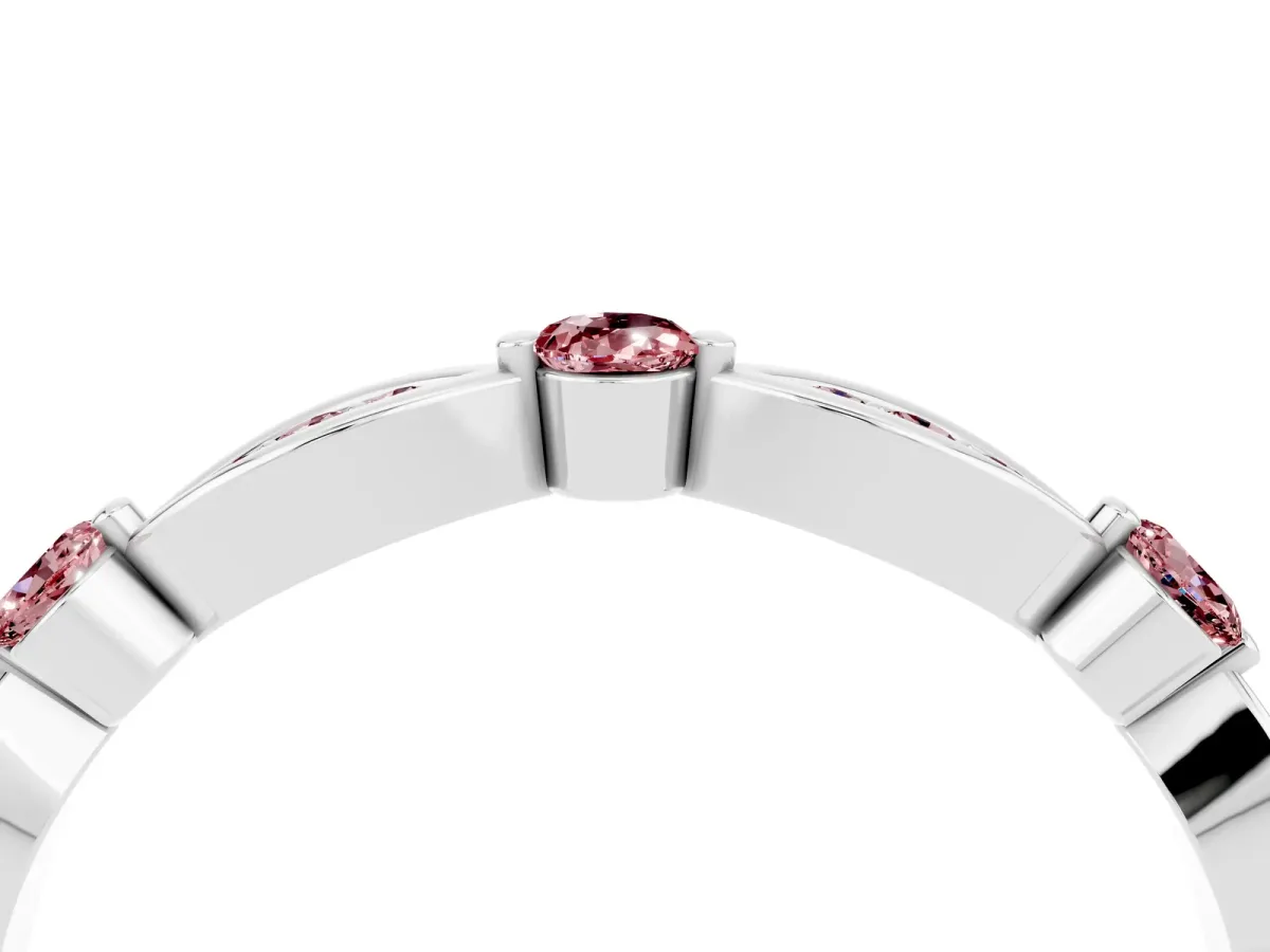 Marquise and Round Morganite Milgrain Band with Bezel Setting Silver