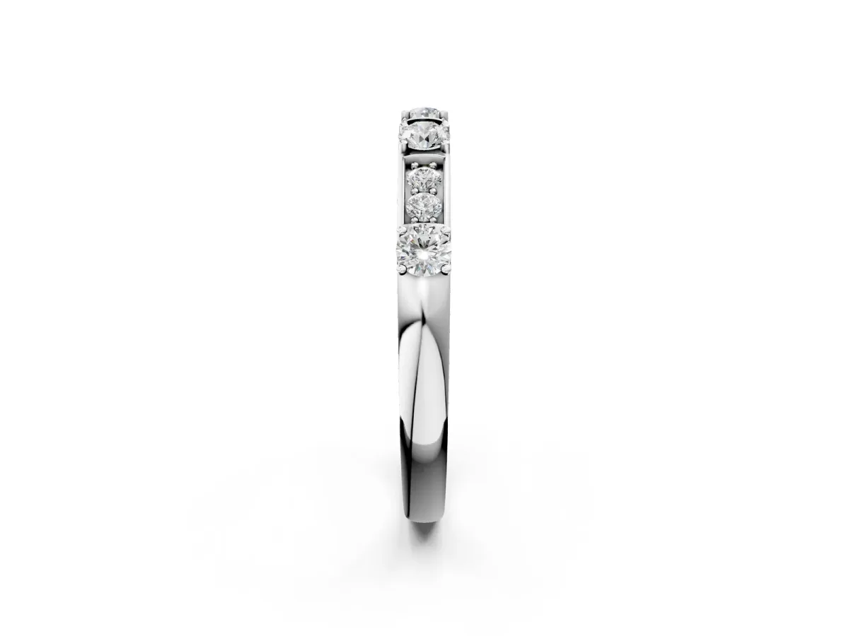 Round Diamond Channel Set Eternity Band with Prong Setting Platinum