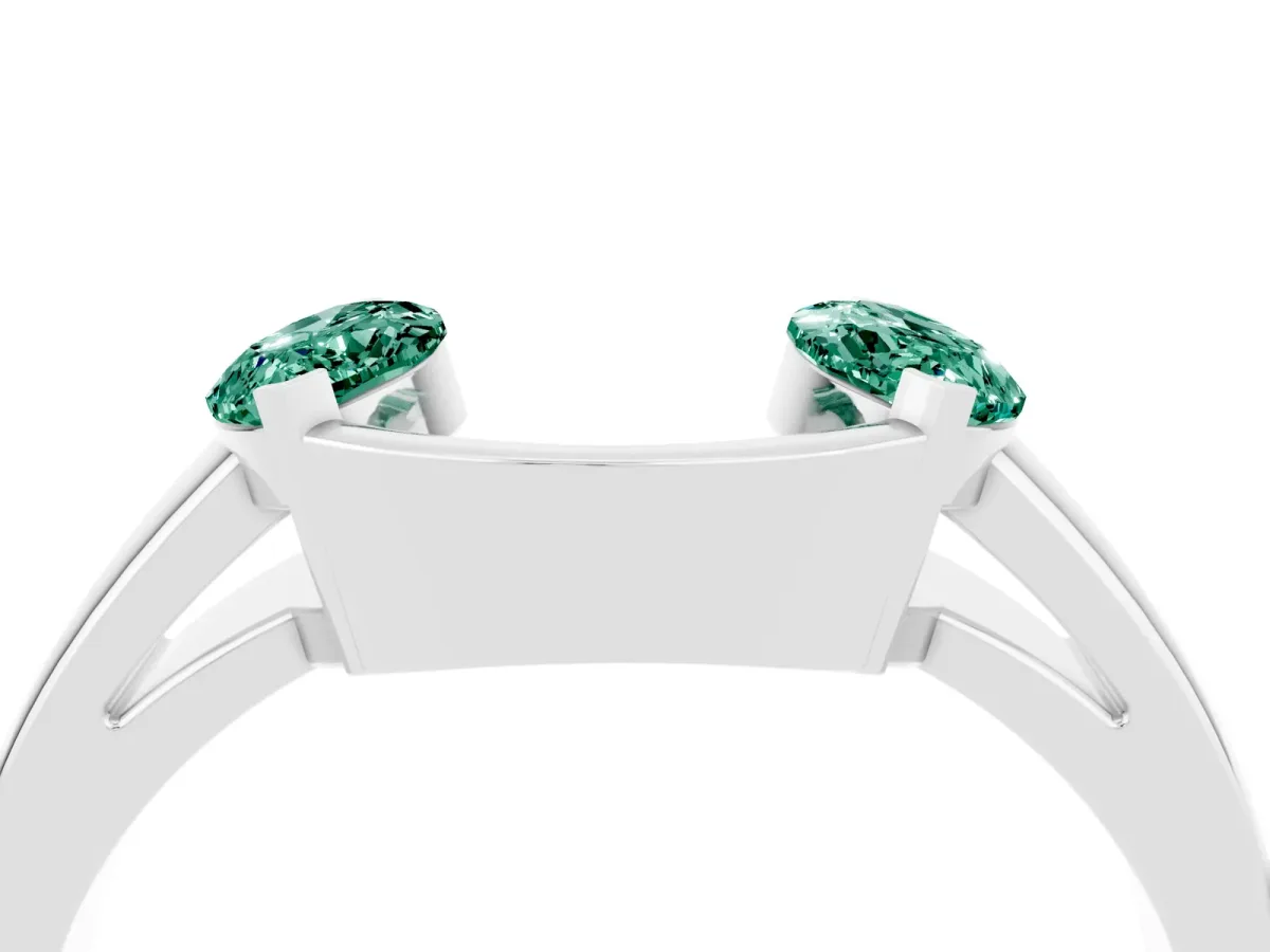 Marquise Green Sapphire Open Band Ring with Tension Setting Silver