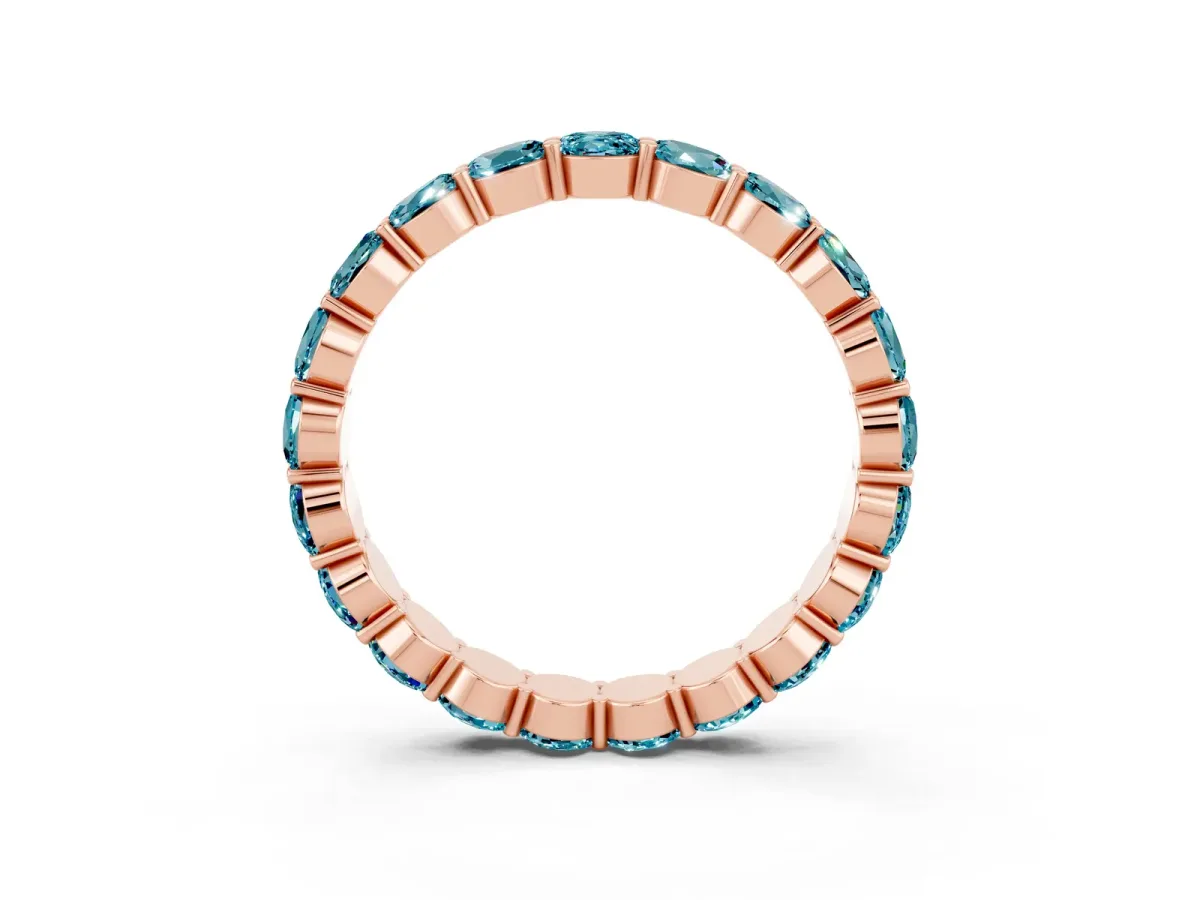Round Blue Topaz Eternity Band with U-Prong Setting Rose gold