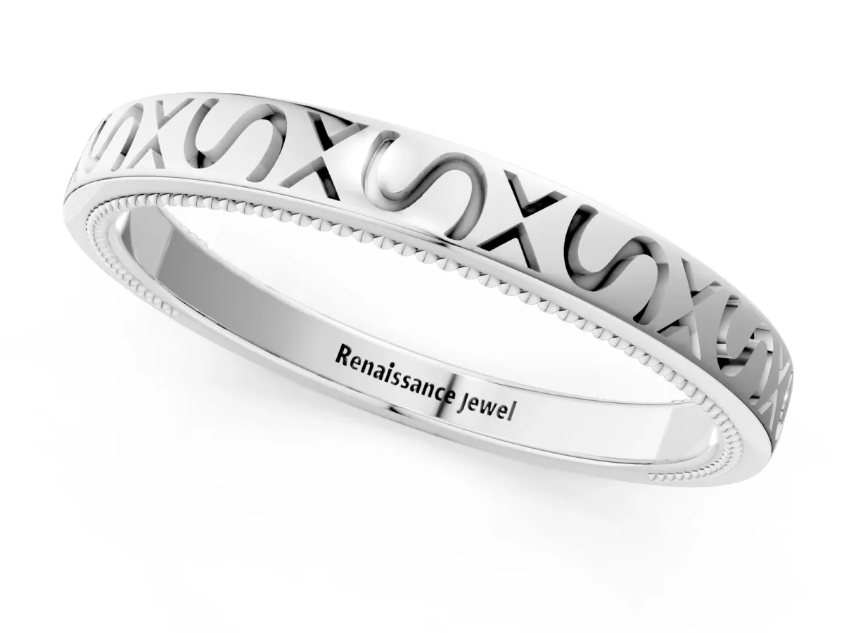 Vintage Engraved Milgrain Band Silver