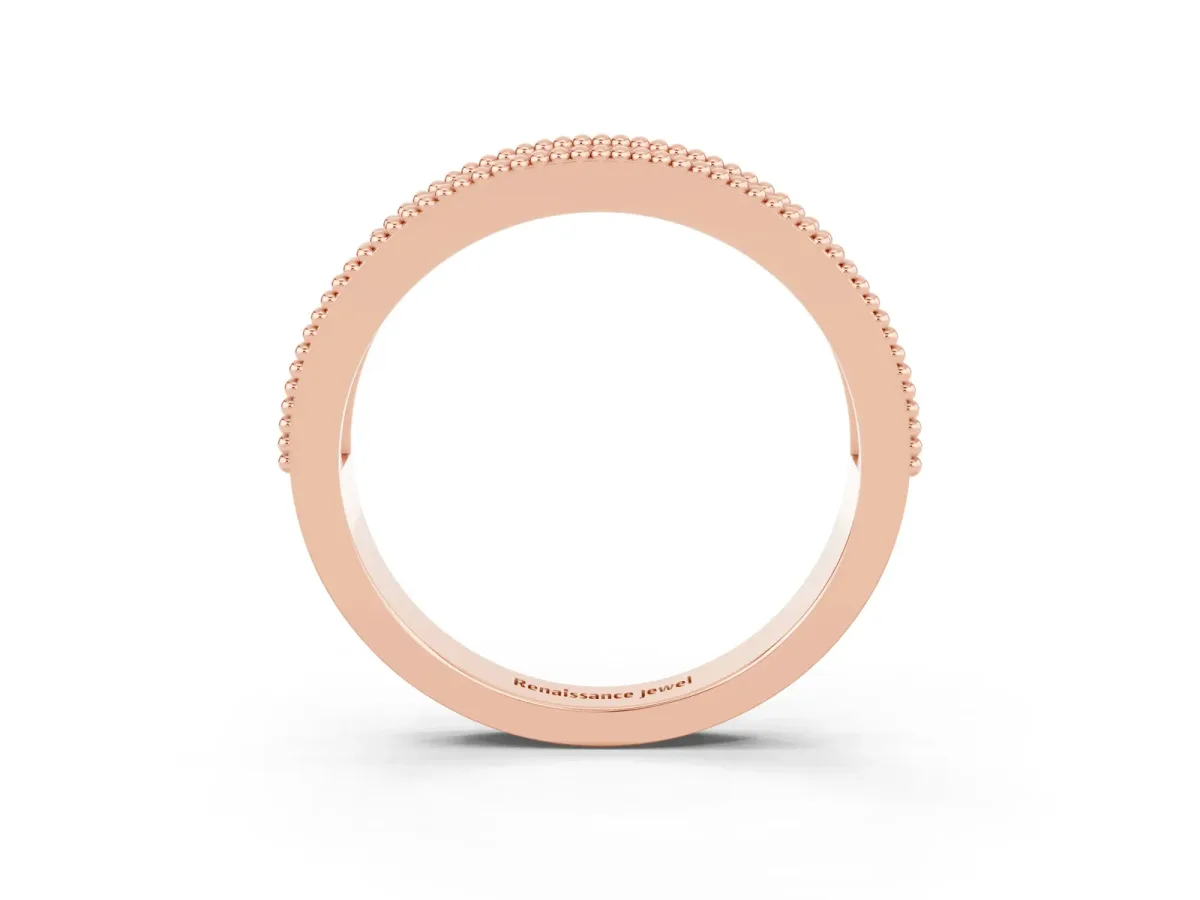 Round Garnet Twist Milgrain Band with Bezel Setting Rose gold