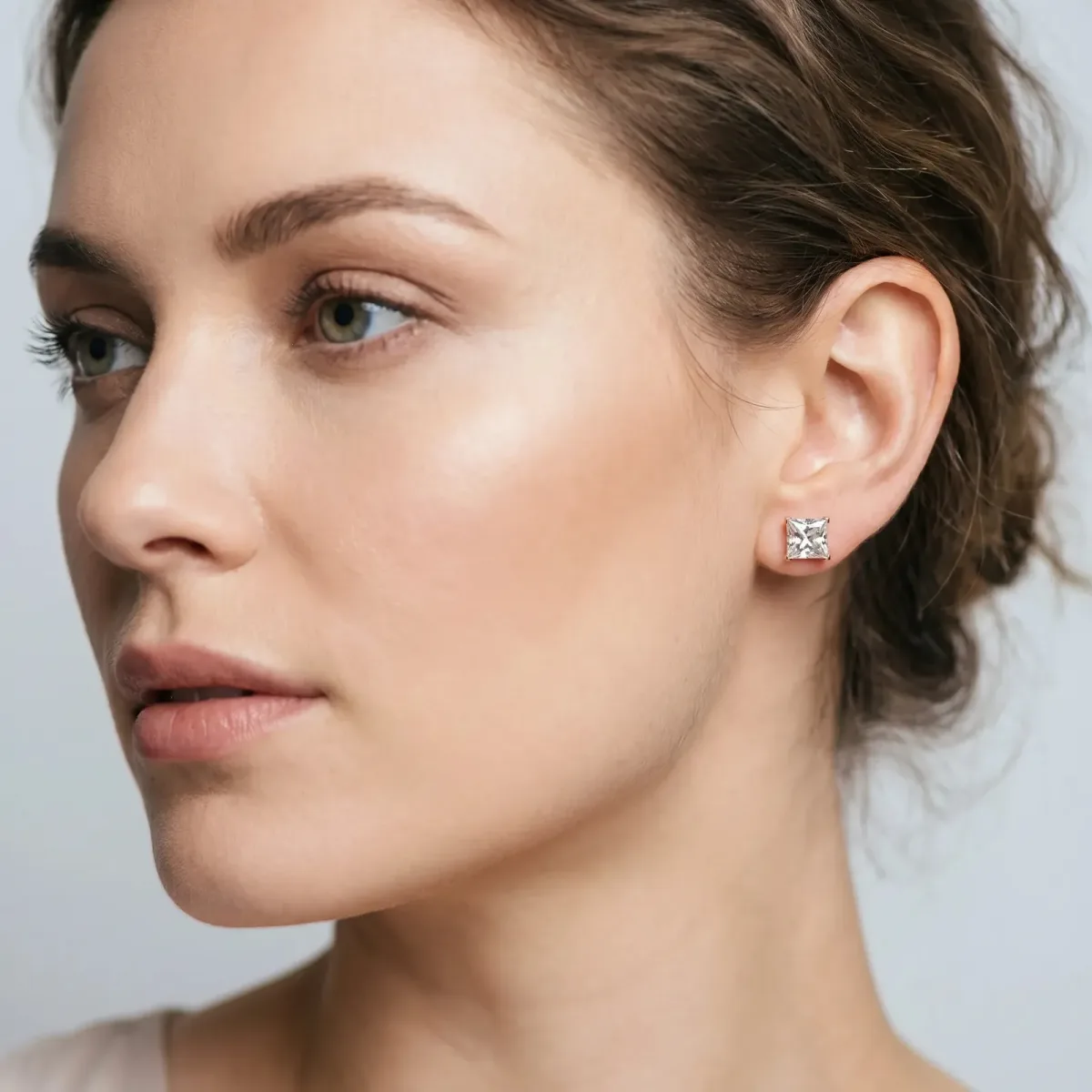 Princess Cut Diamond Stud Earrings Rose gold