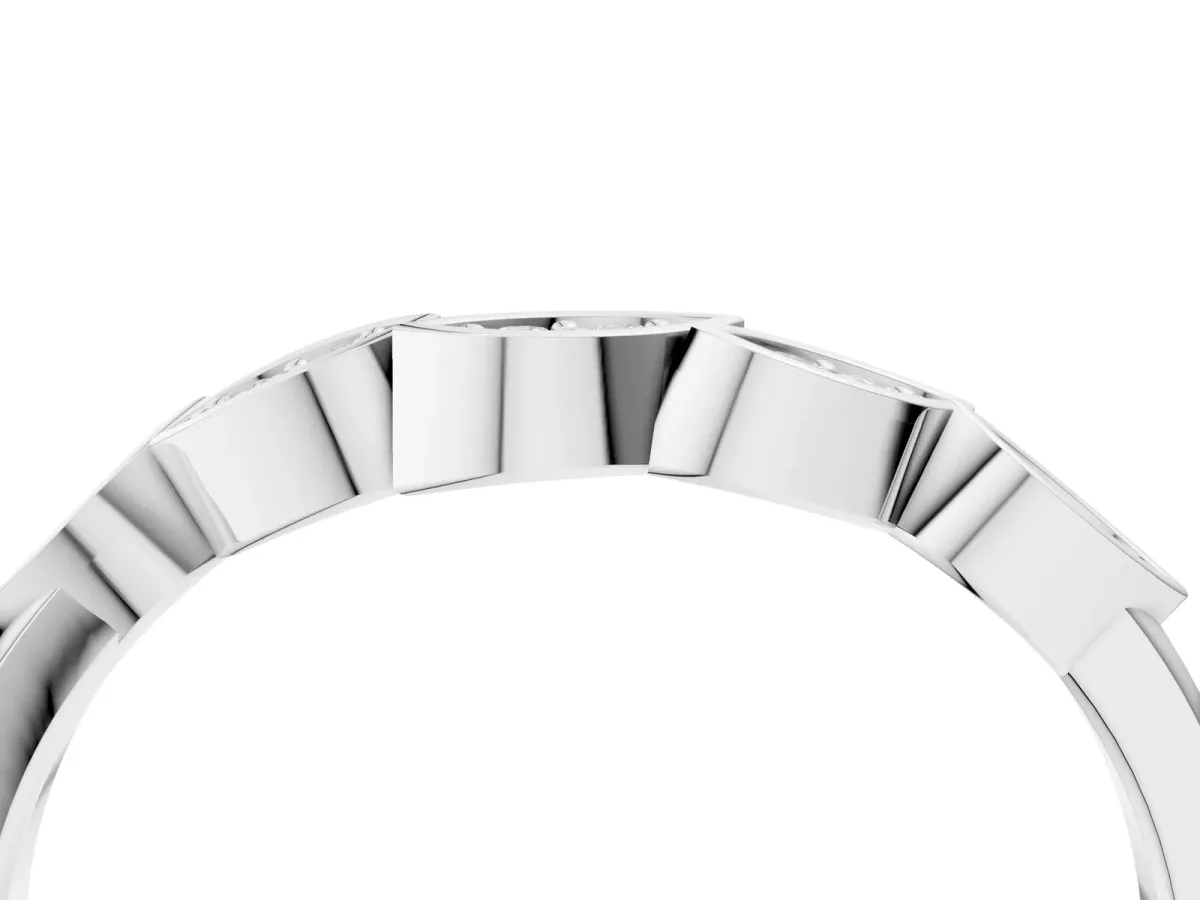 Marquise Diamond Leaf Eternity Band with Bezel Setting Silver