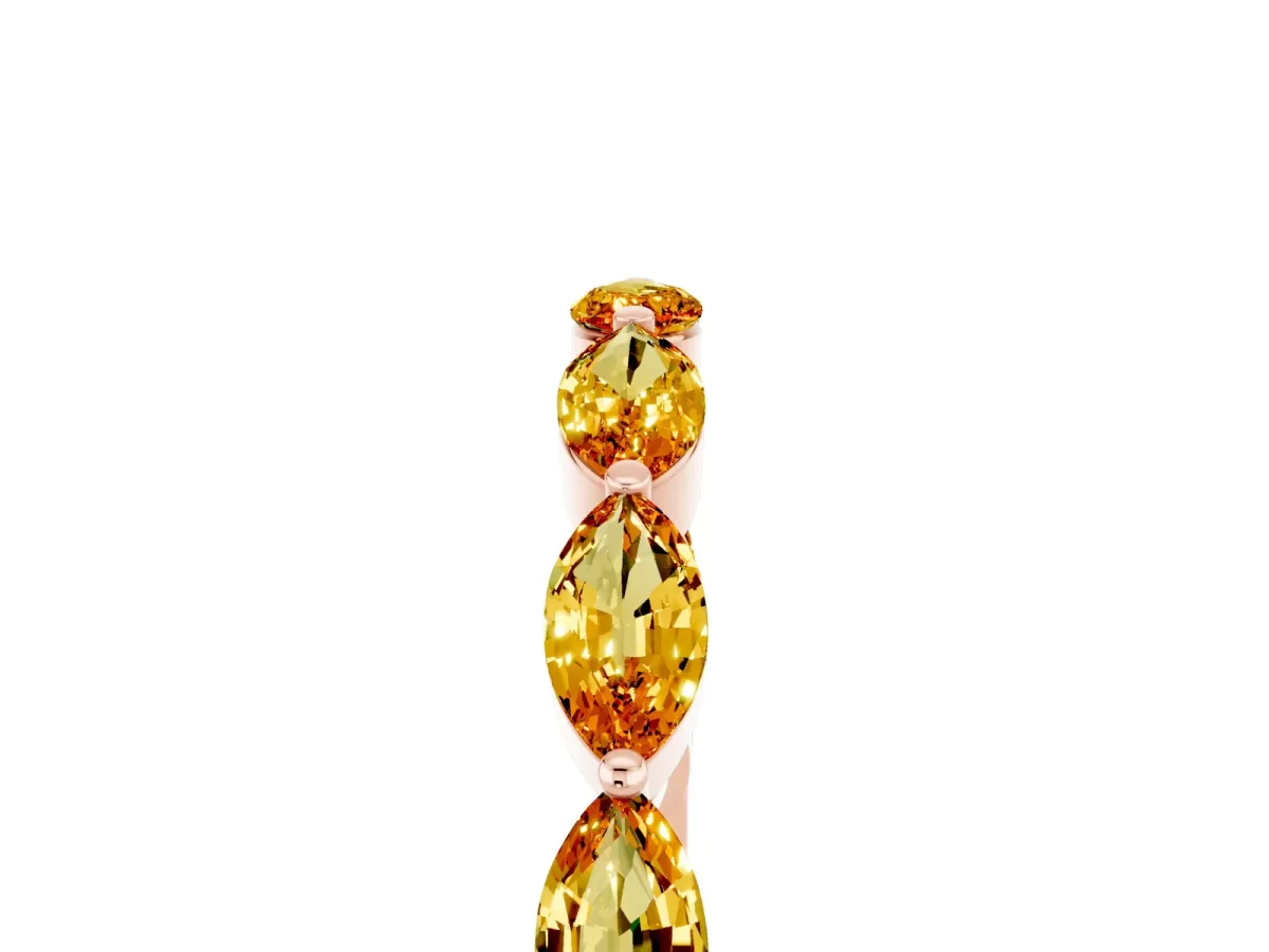 Marquise Citrine Half Eternity Band with Prong Setting Rose gold