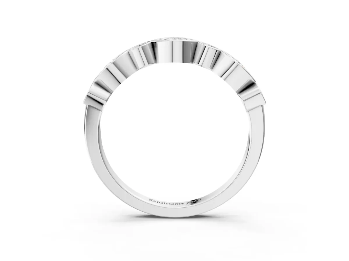 Bezel Set Mixed Shape Diamond Eternity Band Silver