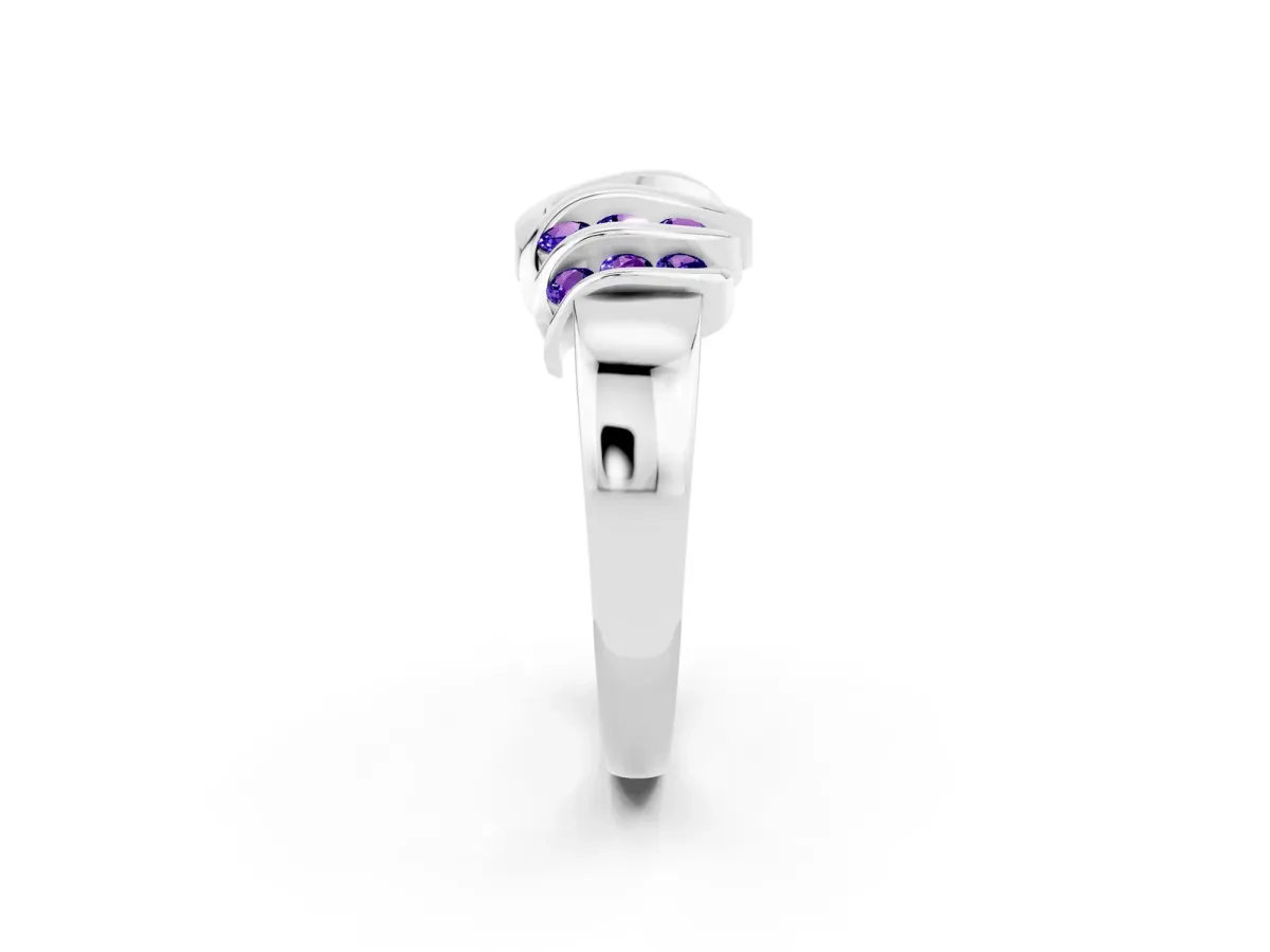 Round Tanzanite Multi-Row Crossover Band White gold