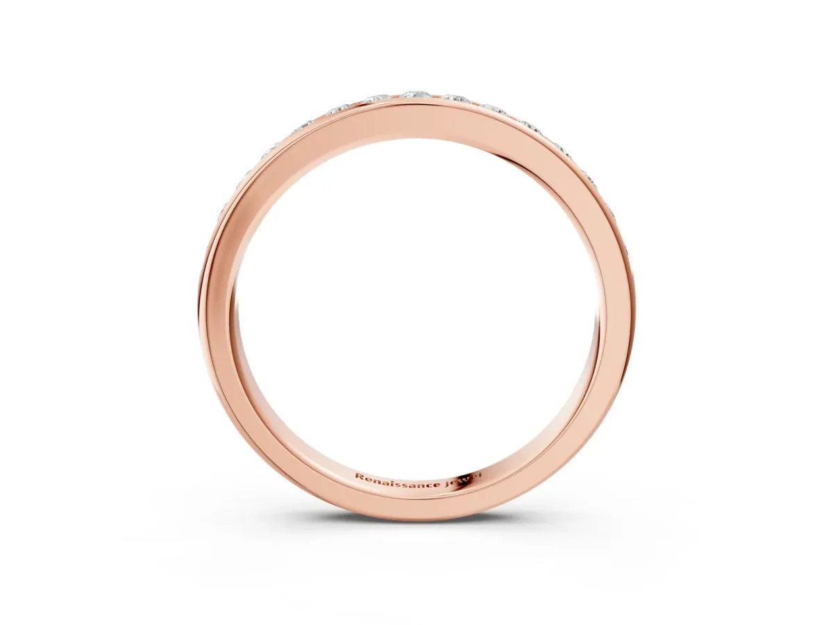 Round Cut Diamond Channel Set Eternity Band Rose gold
