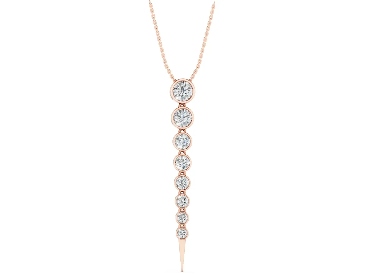 Round Diamond Drop Necklace with Bezel Setting Rose gold