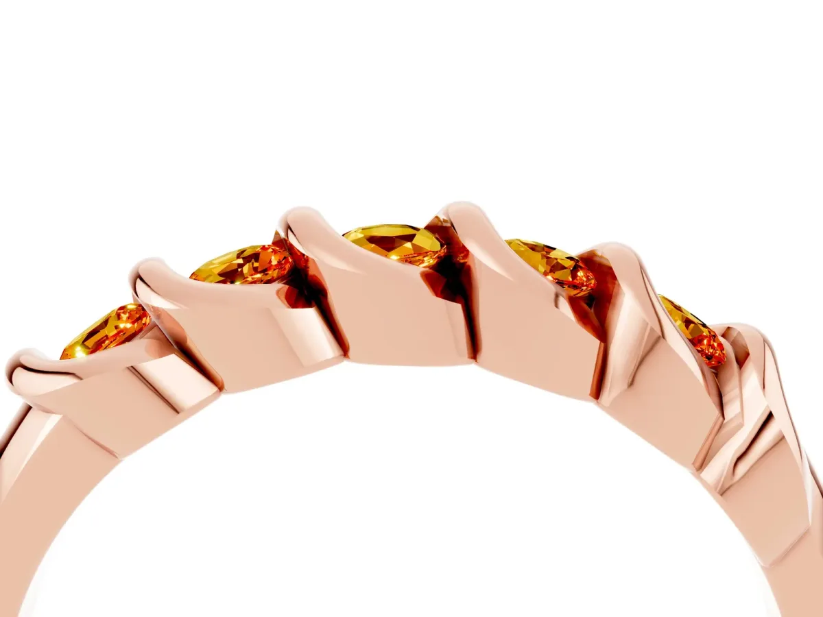Round Citrine Eternity Band with Twist Prong Setting Rose gold